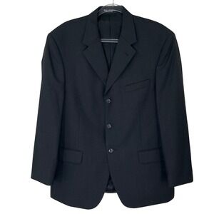 Andrew Fezza Mens Black Worsted Wool Cashmere 3‎ Button Blazer Sport Coat Sz 42